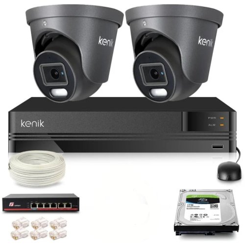 Zestaw monitoringu IP Kenik 2 kamery kopułkowe 4 MPx dysk 1TB