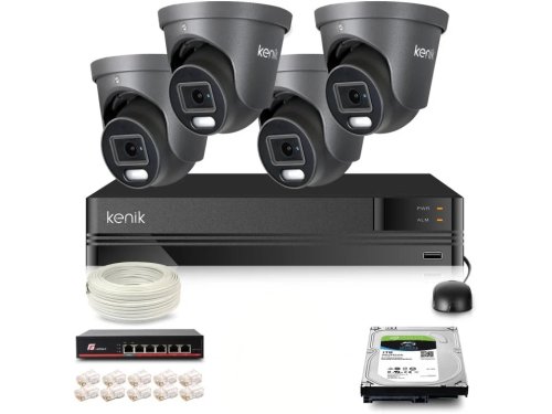 Zestaw monitoringu IP Kenik 4 kamery zewnętrzne 4MPx dysk 1TB