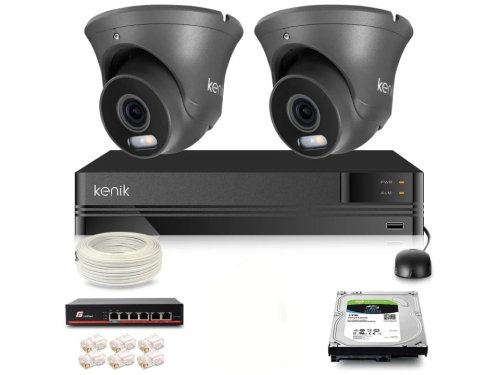 Zestaw monitoringu IP Kenik 2 kamery kopułkowe 4MPx dysk 1TB