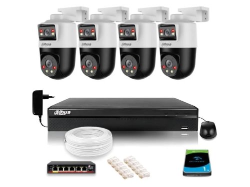 Zestaw monitoringu IP Dahua 4 kamery obrotowe 2MP+2MP z dyskiem 1TB