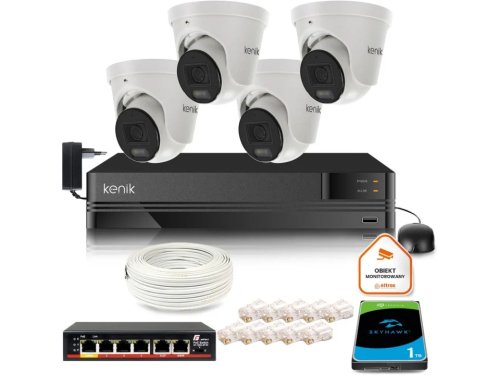 Zestaw monitoringu IP Kenik 4 kamery FullHD z dyskiem 1TB