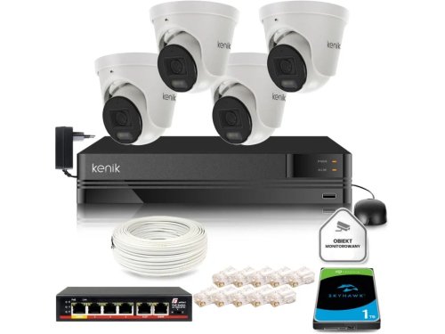 Zestaw monitoringu IP Kenik 4 kamery FullHD z dyskiem 1TB
