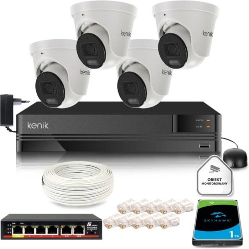 Zestaw monitoringu IP Kenik 4 kamery FullHD z dyskiem 1TB