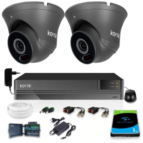 Zestaw monitoringu Kenik 2 Kamery 2MPx Rejestrator 5w1 1TB