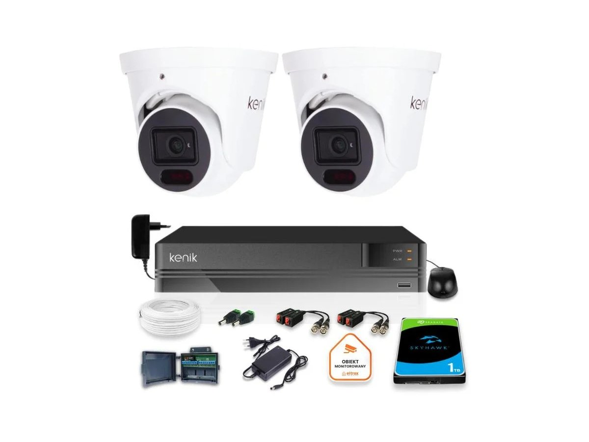 Zestaw monitoringu Kenik 2 Kamery 5MPx Rejestrator 5w1 1TB