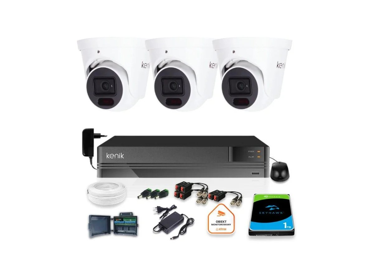 Zestaw monitoringu Kenik 3 Kamery 5MPx Rejestrator 5w1 1TB