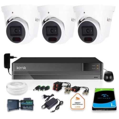 Zestaw monitoringu Kenik 3 Kamery 5MPx Rejestrator 5w1 1TB