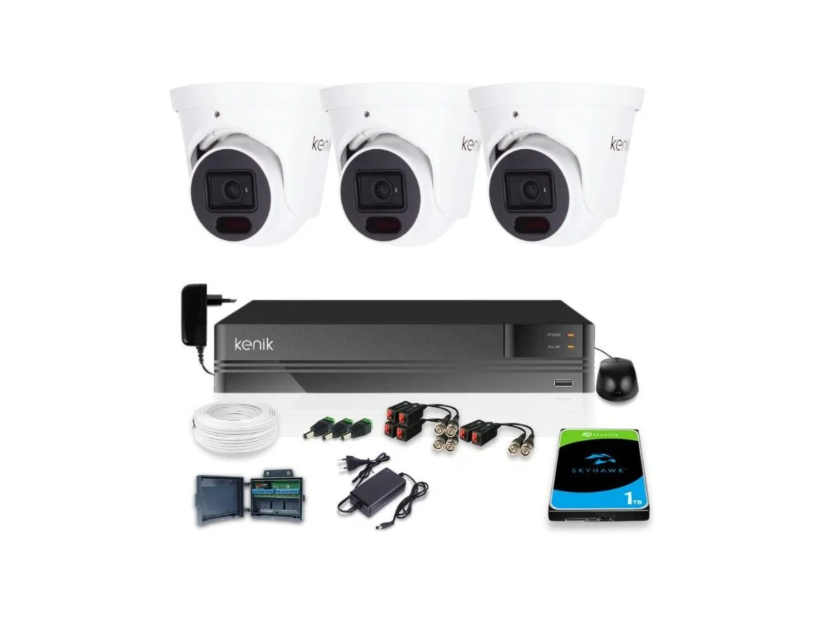 Zestaw monitoringu Kenik 3 Kamery 5MPx Rejestrator 5w1 1TB