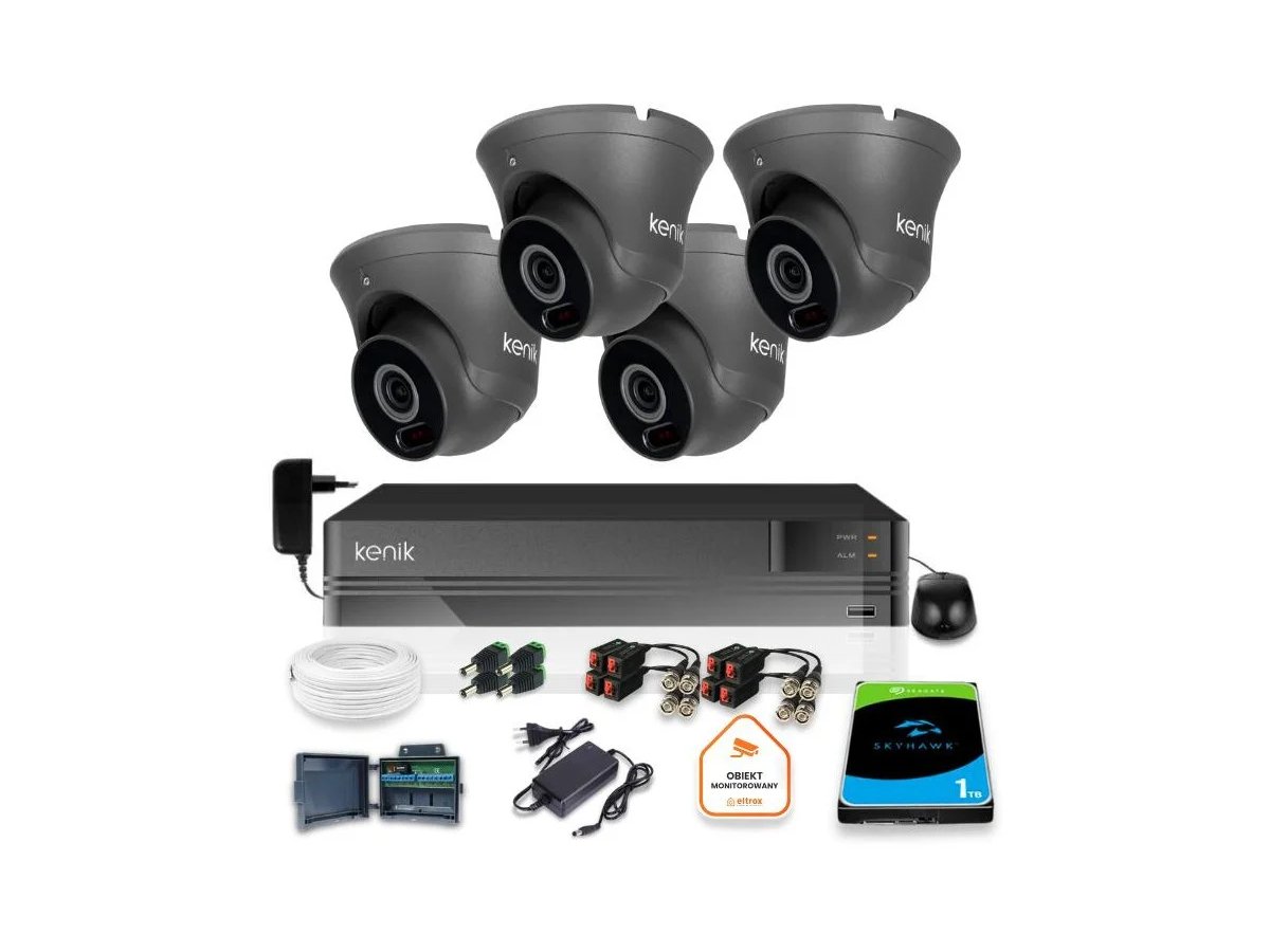 Zestaw monitoringu Kenik 4 Kamery 2MPx Rejestrator 5w1 1TB