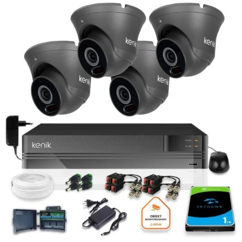 Zestaw monitoringu Kenik 4 Kamery 2MPx Rejestrator 5w1 1TB