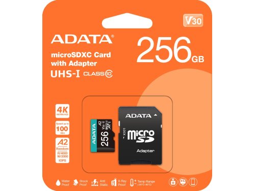 e260a12ceb6f277c6e213b27445bbf69_original Adata Karta pamięci microSD Premier Pro 256 GB UHS1 U3 V30 A2 + adapter (61629)
