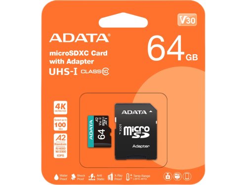 f4552d01b947709c80053cd6b1247807_original Adata Karta pamięci microSD Premier Pro 64 GB UHS1 U3 V30 A2 + adapter (52932)